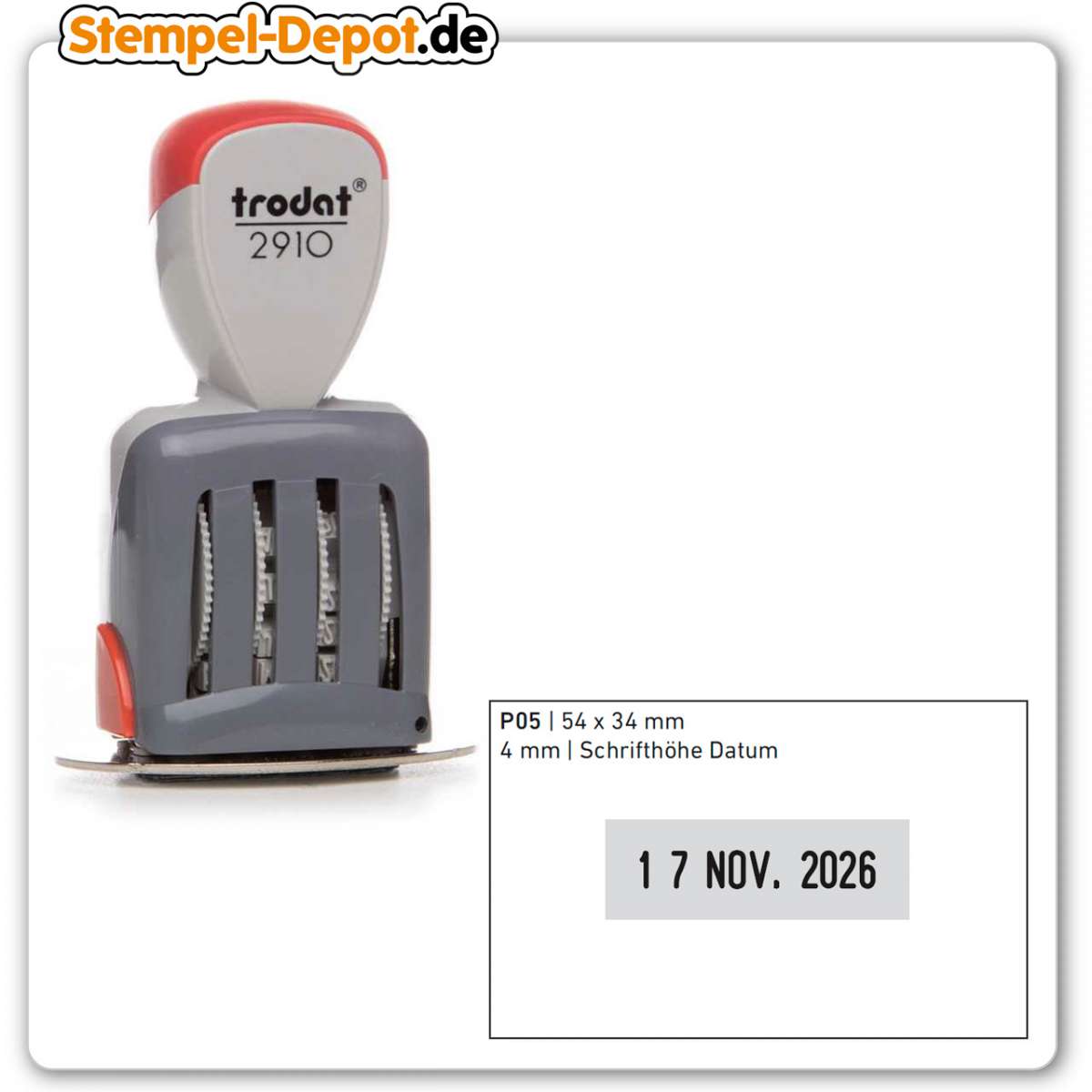 Trodat Classic 2910/P05 - Platten-Datumstempel 54x34 Mm | Stempel-Depot.de